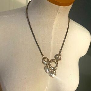 Bling sparkle rhinestone silver brass metal costume jewelry statement necklace
